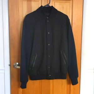 Charcoal and Navy Letterman Jacket